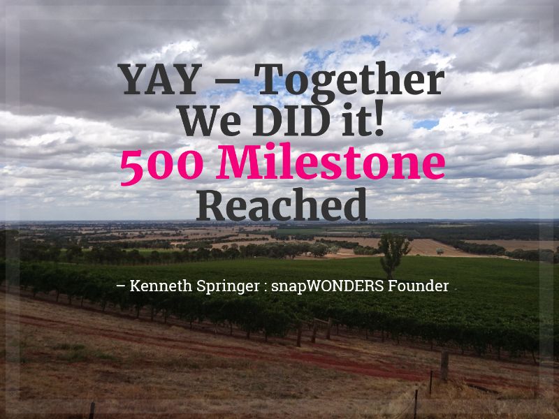 snapWONDERS 500th Milestone Reached!
